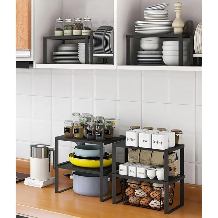 YunNasi Stapelbares Schrankregal Edelstahl Küchen Organizer 2x M 30x20x15cm – Bild 6
