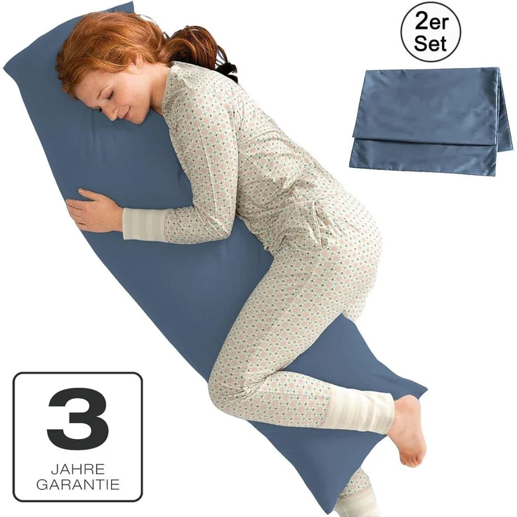 Seitenschläferbezug Mikrofaser 40 x 145 cm 2 Stück Hellblau – Bild 2