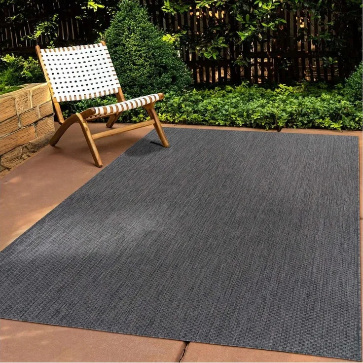 TaraCarpet Teppich Tara Carpet Columbia Meliert In & Outdoor auch für die Küche, rechteckig, Höhe: 5 mm, Balkon Terrasse Wintergarten anthrazit meliert Esszimmer 80x150