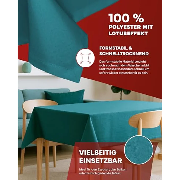 texpot Tischdecke Lotuseffekt Leinenoptik Bügelfrei Fleckschutz wasserabweißend (1-tlg) – Bild 4