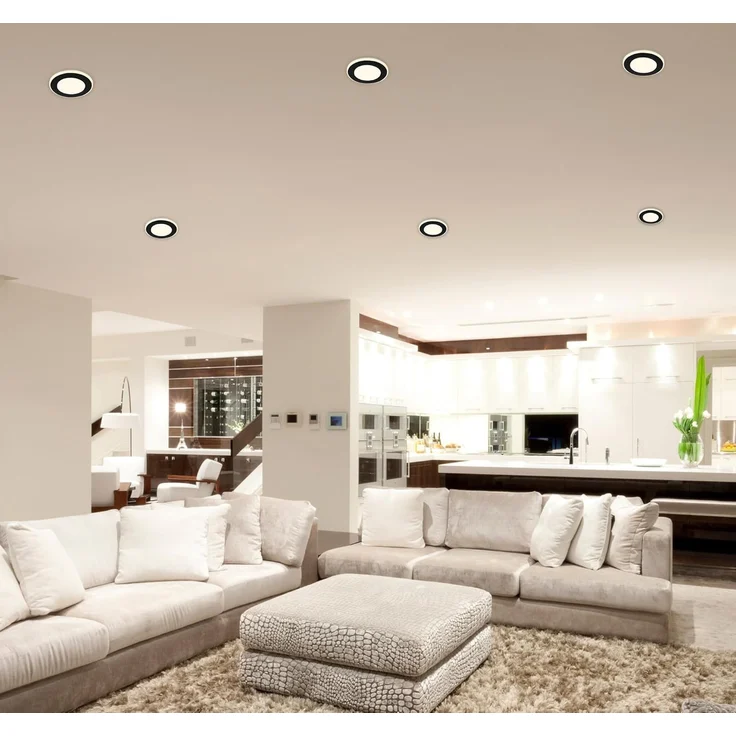 B.K.Licht - 6er Set LED Einbaustrahler 230V mit Nachtlichtfunktion, Flächen und Ringe sep. schaltbar, Speicherfunktion, LED Spot, flach, Deckenspots, Einbauleuchten, 68mm, 93x30 mm, Schwarz – Bild 6