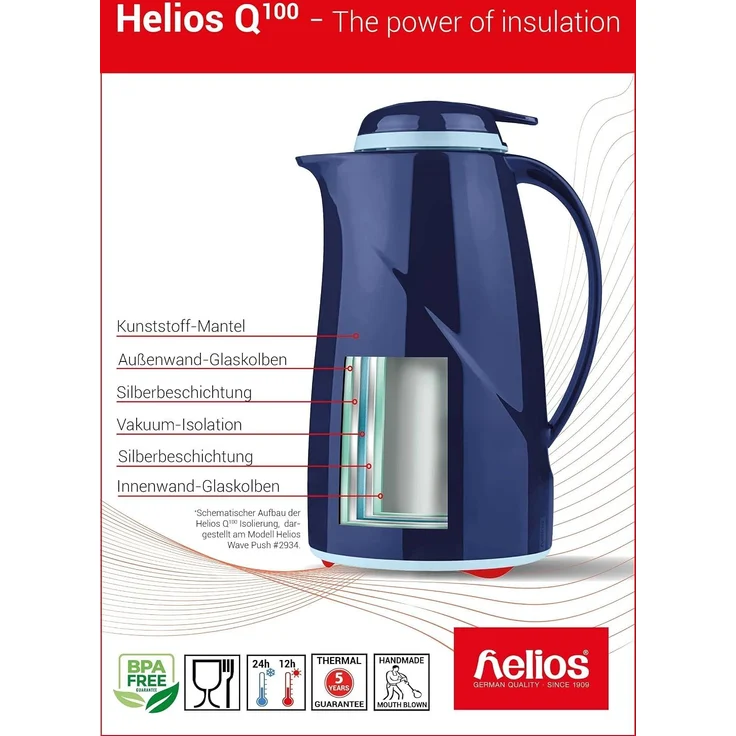 Helios Isolierkanne Servitherm, 0.3 l, mit praktischer Einhandbedienung – Bild 2