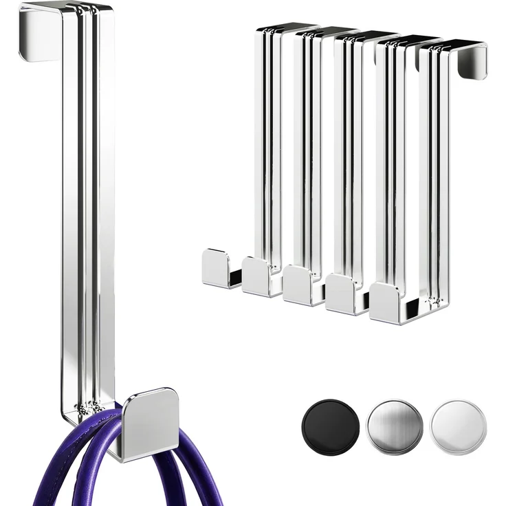 Aurelia Home Türhaken zum Einhängen, 6er-Set, Silber – für Türen und Schranktüren, bis 8 kg – Bild 1