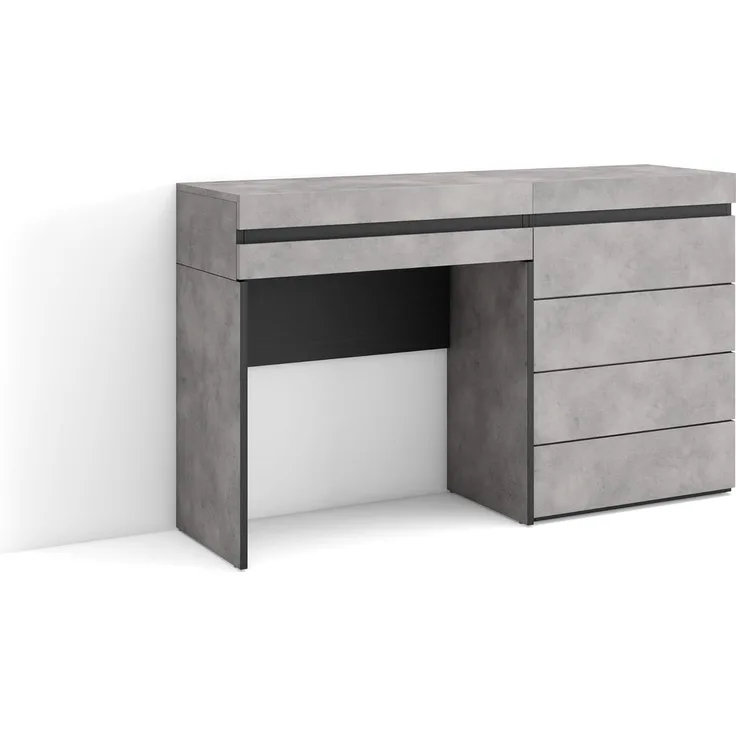 Skraut Home | Schminktisch | Frisiertisch mit Stauraum | 127 x 75 x 35 cm | mit Schublade | Kommode mit Schubladen | Moderner Stil | Zement