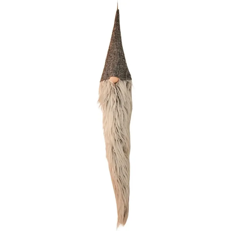 Dekoleidenschaft Dekohänger "Wichtel mit Zottelbart", 100 cm hoch, grau, textile Weihnachtsdeko (1 St), Türdeko, Weihnachtswichtel zum Aufhängen, Türhänger, Wanddeko