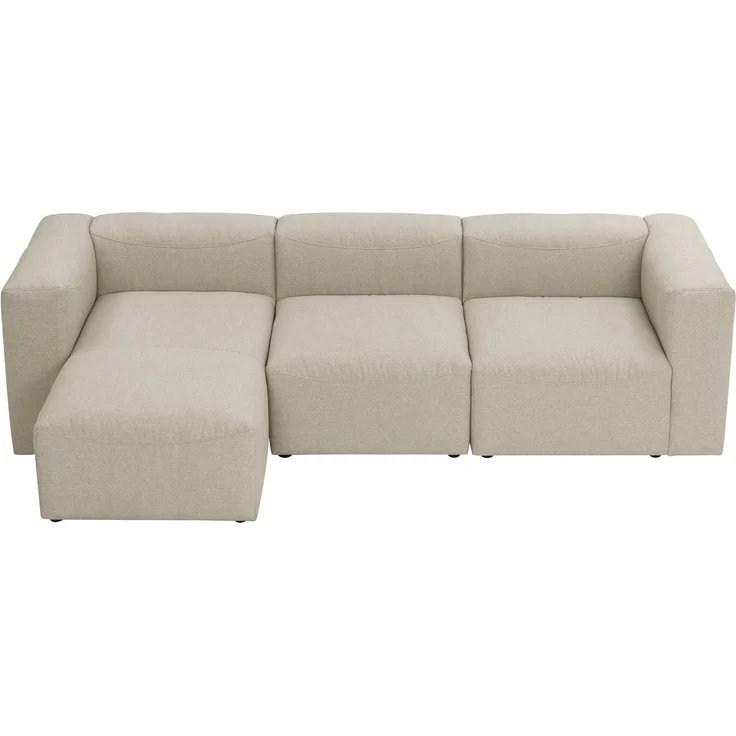 Sofa 3-Sitzer mit Ottomane Kattrina Flachgewebe creme – Bild 2