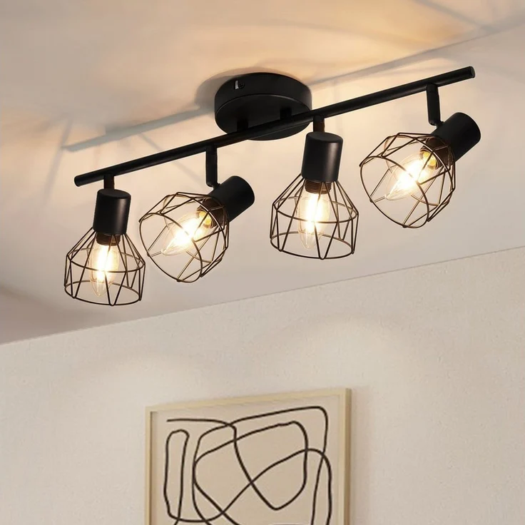 Zedelmaier Deckenstrahler Deckenleuchten 2/3/4 Flammig Deckenspots, E14/40W, ohne Leuchtmittel, ohne Leuchtmittel, Schwenkbar 350°, für Wohnzimmer Schlafzimmer Arbeitszimmer – Bild 5