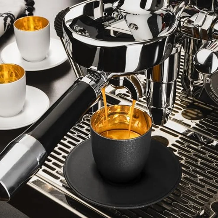 Eisch Cosmo Gold Espresso 109/6 mit Untersetzer In Geschenkröhre – Bild 6