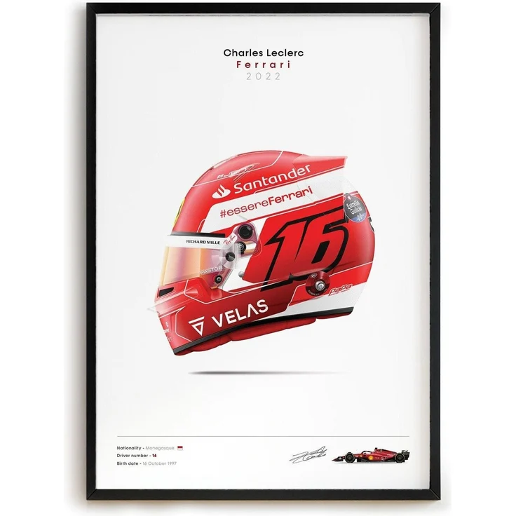 Poster Formel 1 Rennwagen Helm Rennfahrer Name Unterschrift · Deko Print ohne Rahmen - I Leclerc / 21x30 cm – Bild 9