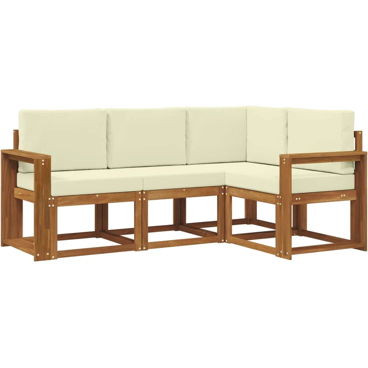 vidaXL Outdoor-Sofagarnitur 4 stk. 4-Sitzer Natur und Creme 3366328 – Bild 2