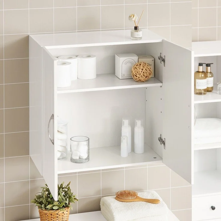 SoBuy FRG231-W Hängeschrank, MDF, Lackiert, Weiß, 60 x 60 x 30 cm – Bild 4