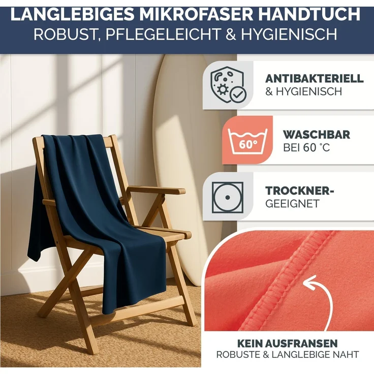 Blumtal Sporthandtuch Mikrofaser Handtuch - kompakte Mikrofaser Handtücher, Mikrofaser (inkl. Transporttasche, einzeln oder als Set verfügbar, 1-St), ultra leicht & schnelltrocknend, Reisehandtuch, Strandhandtuch – Bild 7
