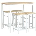 SoBuy OGT11-WN Bartisch-Set mit 4 Hockern, MDF, PVC-Furnier, Helle Eiche, 100 x 87 x 60 cm