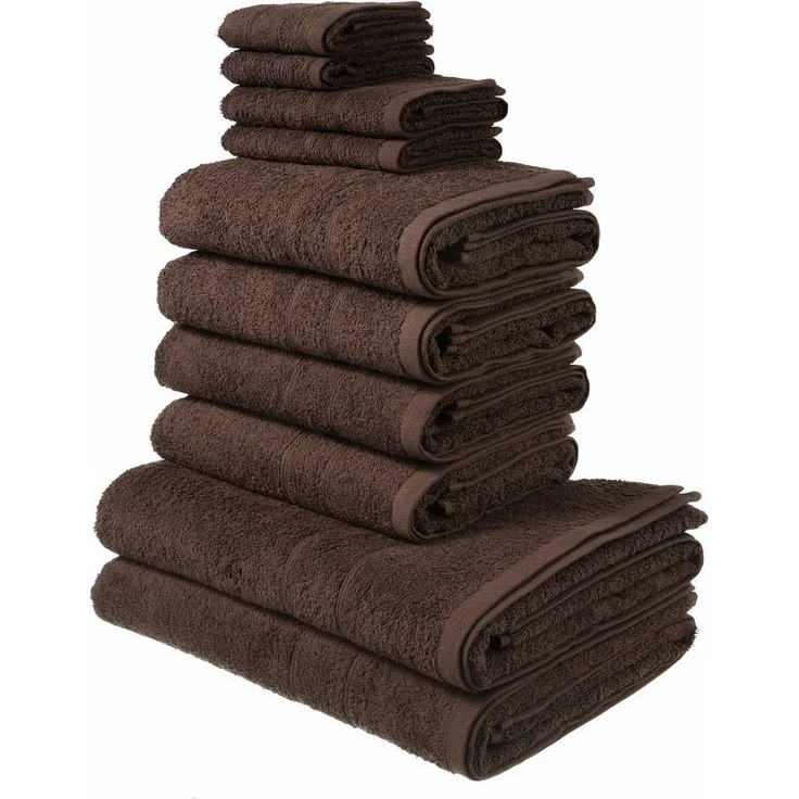 my home Handtuch Set Inga, Duschtücher, Handtücher, Gästetücher, Seiftücher, Walkfrottee (10-St), Handtücher mit feiner Bordüre, 100% Baumwolle, einfarbig, weich – Bild 1