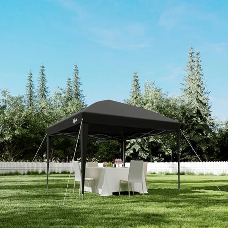Zelsius Faltbarer Pavillon 3x3 m, Schwarz, UV30 Schutz, wasserabweisend, klappbar mit Tragetasche, ideal für Garten und Veranstaltungen – Bild 2