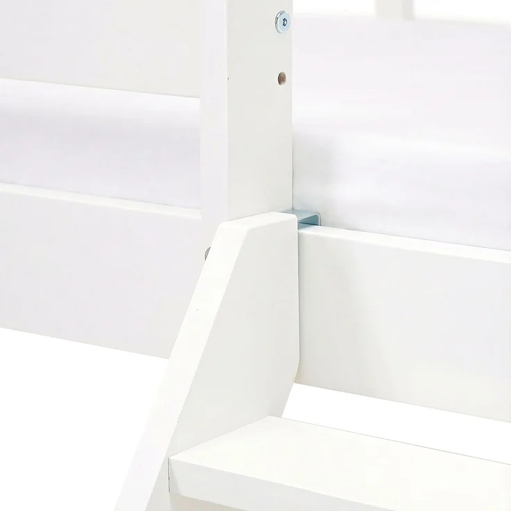 Etagenbett 90x200 und 140x200 mit Matratzen Kinder Jugendbett Hochbett Weiß Holz inklusive Matratzen – Bild 10