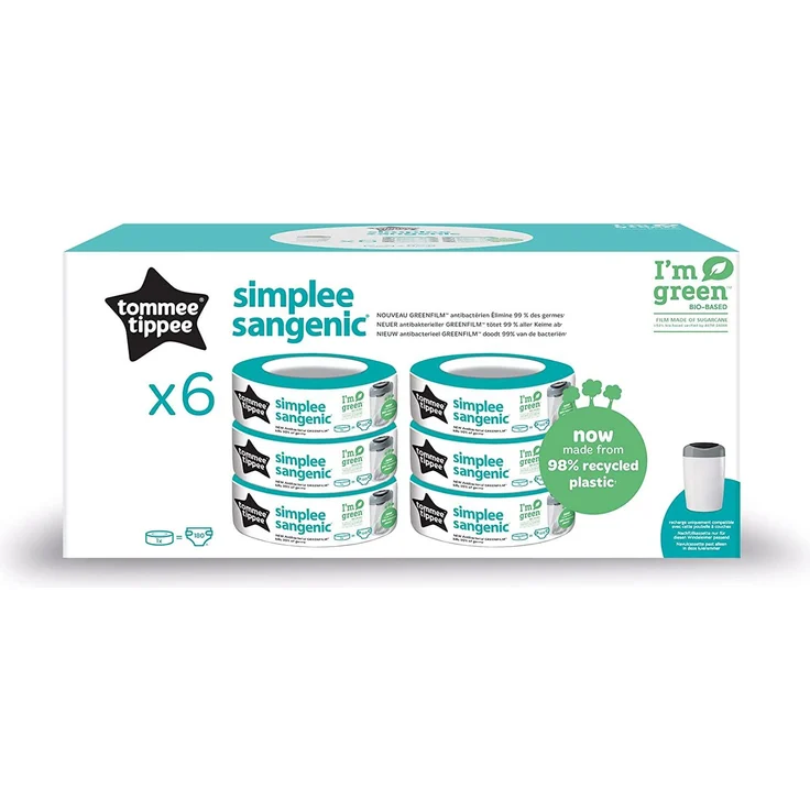 TOMMEE TIPPEE Nachfüllkassette für Simplee Sangenic Windeleimer 6er Set – Bild 2