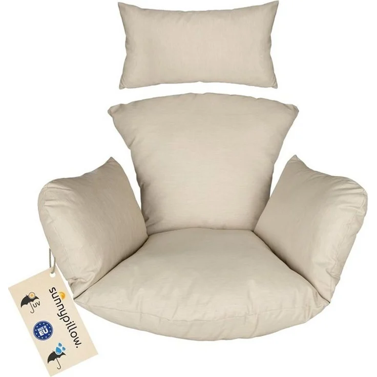 sunnypillow Hängesessel Auflage für Rattan & Polyrattan Hängeschaukel, Cremefarben – Bild 4