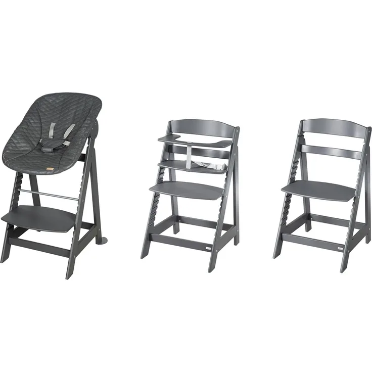 roba Treppenhochstuhl 'Born Up' - Set 2 in 1 - 'Graphite gesteppt' - ab Geburt - Anthrazit