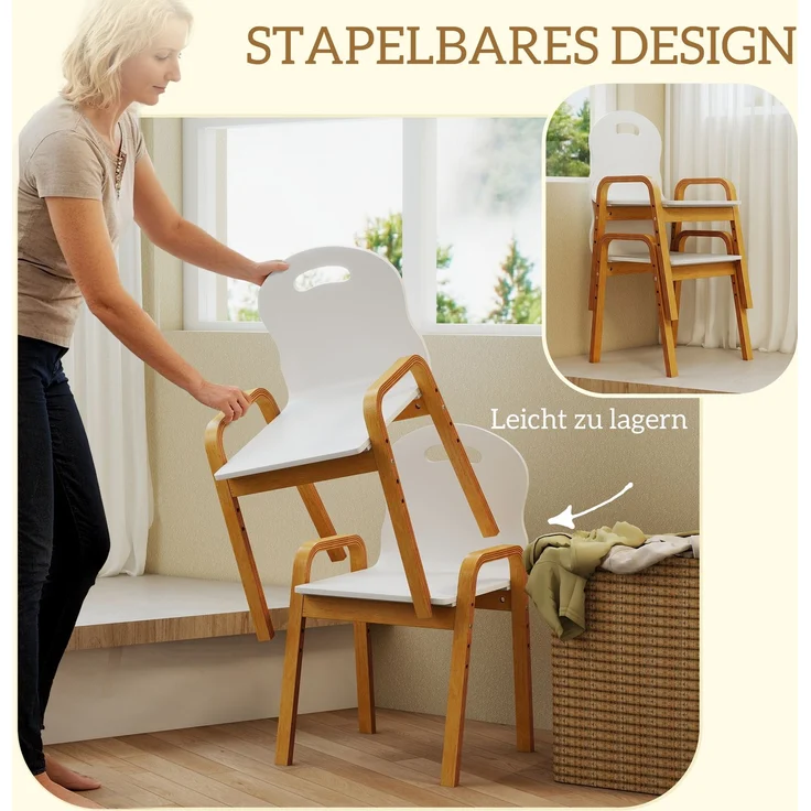 AIYAPLAY Kinderstuhl, Birkenholz, Weiß, 39L x 34B x 61,5H cm – Bild 7