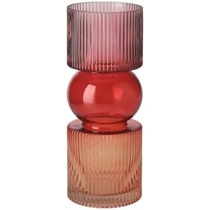 Giftcompany Dekovase Vase Jacquard Streifen Rot Orange (30cm)