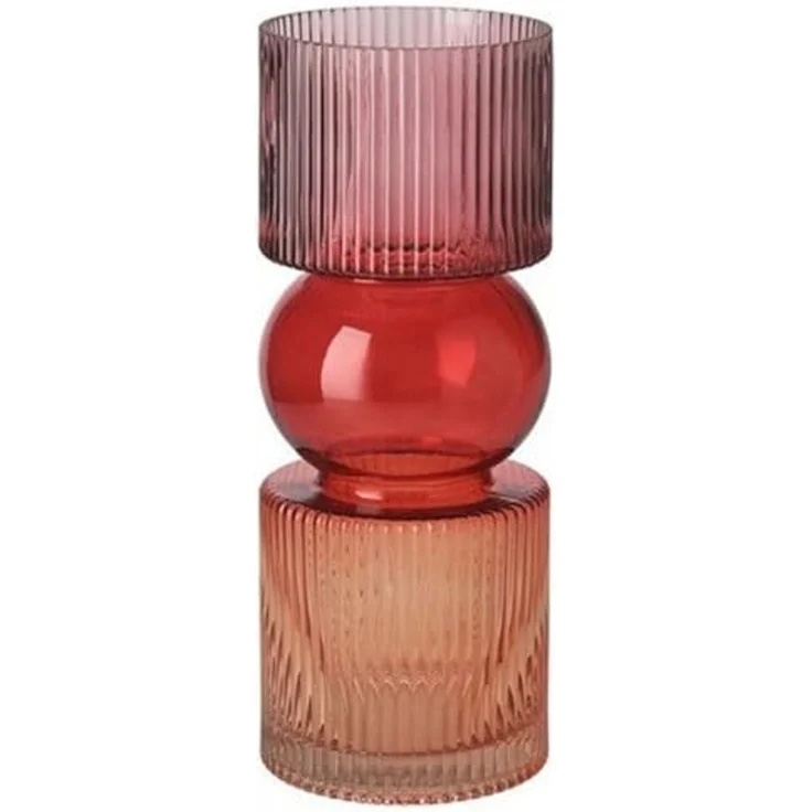 Giftcompany Dekovase Vase Jacquard Streifen Rot Orange (30cm) – Bild 1