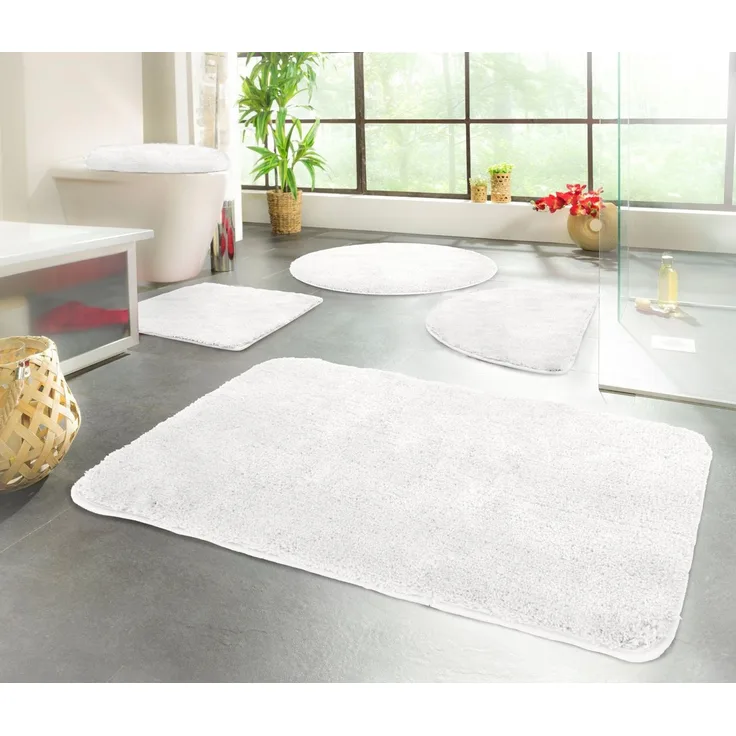 Kinzler J-10001/01 Natur Badematte, Mikrofaser, 90 cm rund