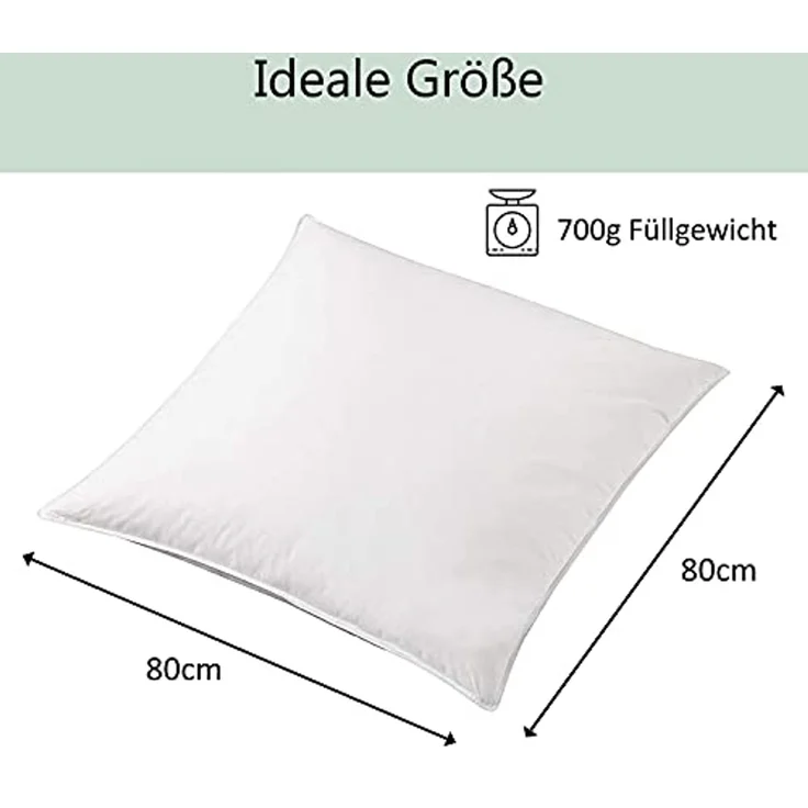 Welt der Träume Daunenkissen 2 Stück Daunenkissen Kopfkissen Kissen 40x40 cm, 40x80 cm, 80x80 cm, Füllung: 60% Daunen/ 40% Federn, Rückenschläfer, Seitenschläfer, Bauchschläfer, Set, 100% Naturprodukt, Designed in Germany-Made in Europe – Bild 2