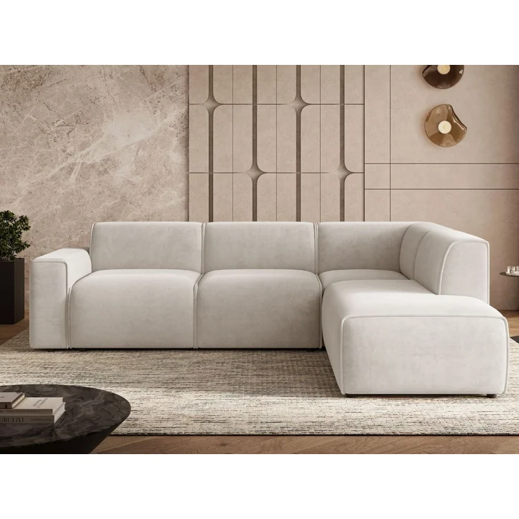GrainGold Ecksofa L-Form Eluno, Set, Couch, mit Rückenlehne, T30-Schaum, und Wellenfedern, Modern Stil – Bild 1