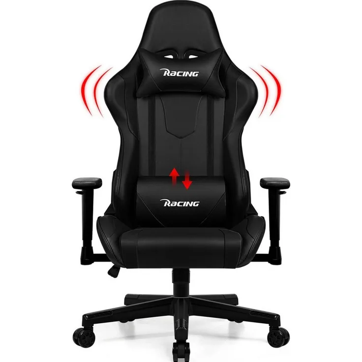 Adormii Gaming-Stuhl Gaming Stuhl ergonomisch Gaming Chair Bürostuhl verstellbare (Gaming Stuhl mit verstellbaren Lendenkissen, Armlehne und Kopfstütze, Gamer Stuhl Bequeme Sitzkissen), gepolsterter Gaming-Stuhl, bis 150 kg Belastbarkeit, mit Wippfunktion