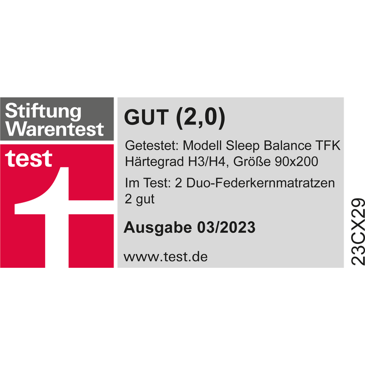 Sleep Balance TFK Testsieger Boxspringmatratze 90x190 cm H3 / H4 – Bild 10
