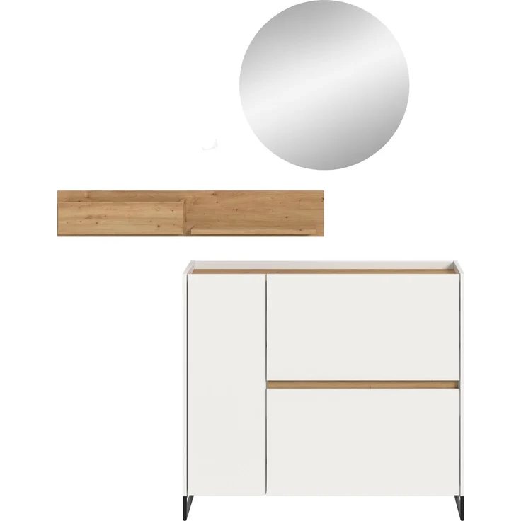 Garderobenkombination B/H/T: 197x140x32 cm in weiß Nachbildung und Artisan Oak Nachbildung – Bild 2
