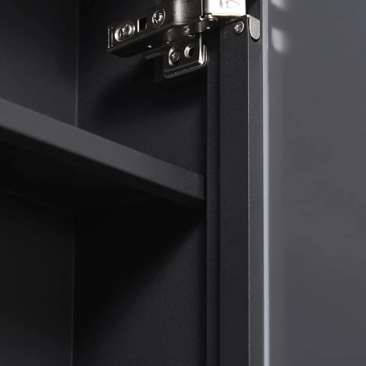 Kleankin Spiegelschrank Badspiegelschrank mit 3 Schichten (Hängeschrank, 1-St, Wandschrank für Badezimmer) Edelstahl, Schwarz, 40 x 15 x 60 cm – Bild 9