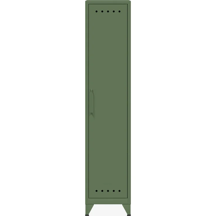 Bisley Fern Locker Garderobenschrank mit drei festen Fachböden, aus hochwertigem, nachhaltigem Stahl hergestellt, 16 mm große Design Lüftungslöcher auf allen Türen, moderner und industrieller Flair, mit integrierten Füßen, H 1800 x B 380 x T 510 mm, Fa... – Bild 1