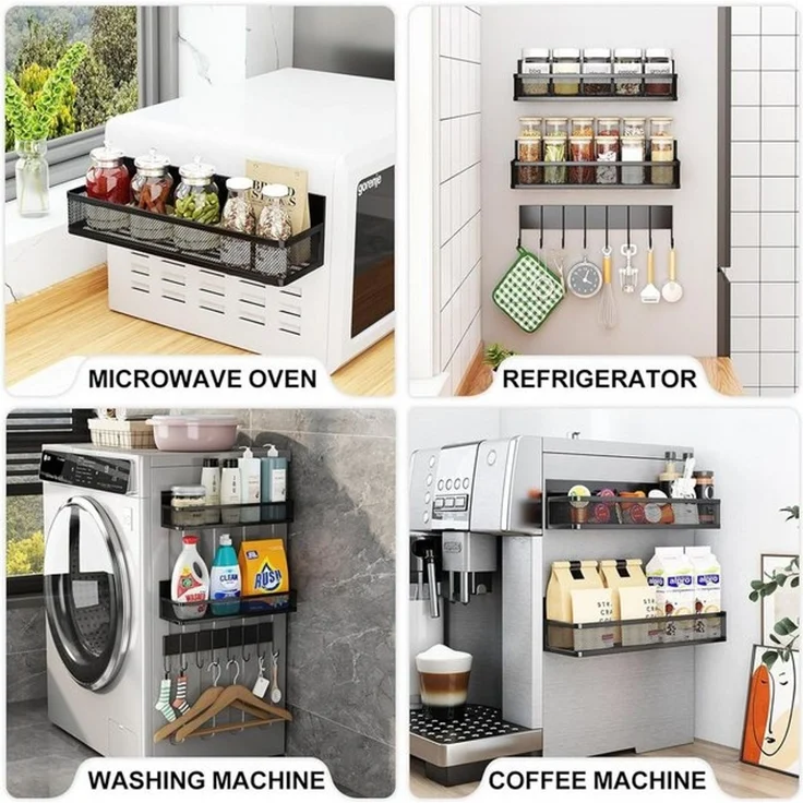 BlingBin Gewürzregal Magnetische Küchenregal mit Haken, Ablageregal für Kühlschrank, 3er Set 3-tlg, Starker Magnet-Organizer für Küche,Gewürze & Aufbewahrung,Ohne Bohren – Bild 4