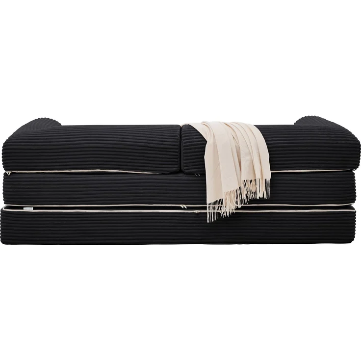 LVHOM Modulares Sofa 2 Sitzer, Schlafsofa mit Seitentaschen, Klappsofa mit Schlaffunktion, kein Aufbau erforderlich, Cord, Schwarz – Bild 10
