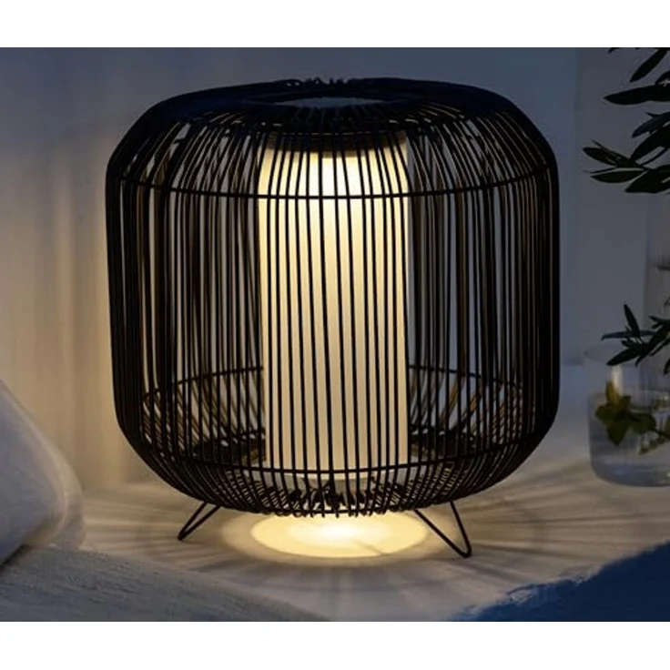 Dehner LED Solarleuchte Solar-Laterne Bari, Ø 30 cm, Kunststoff/Metall, Warmweiß, warmweißes Licht, Schutzart IP44, Farbe anthrazit – Bild 4