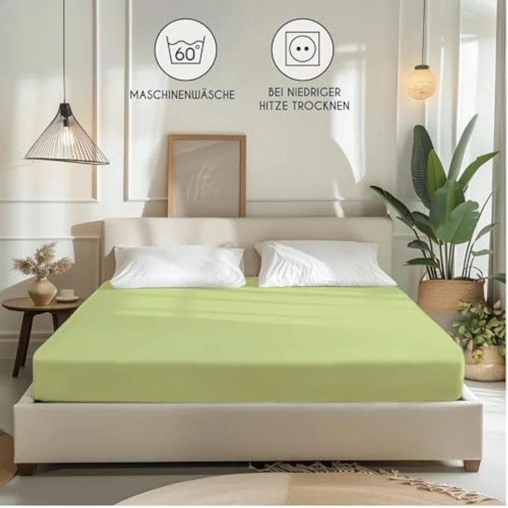 Dreamzie - Spannbettlaken 180x200 cm - Baumwolle Oeko Tex Zertifiziert - Grün - 100% Jersey Spannbetttuch 180x200 – Bild 7
