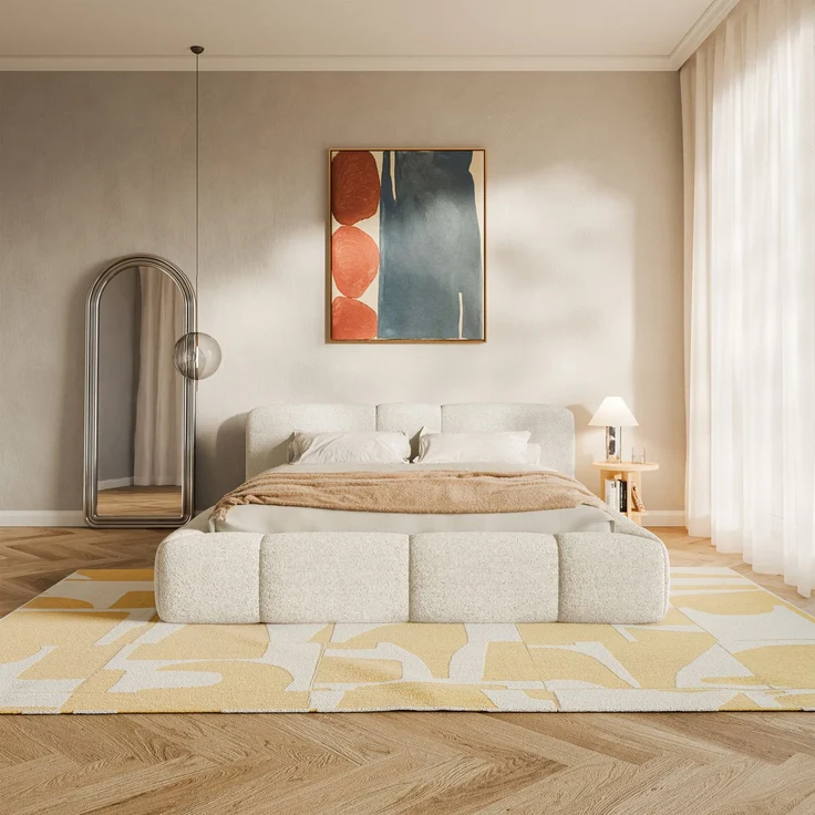 Selsey 'Bowia' Polsterbett 160x200 cm, Bettkasten Plüsch Hellbeige – Bild 2