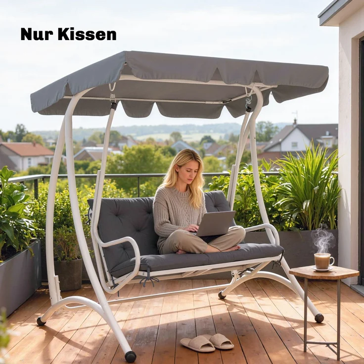 Outsunny Bankauflage, Polyester, Schaumstoff, Dunkelgrau, 98L x 100B x 8T cm – Bild 9