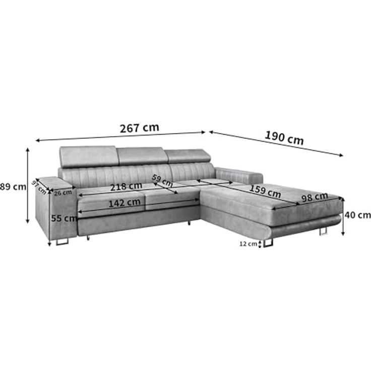 Masseno Ecksofa NOTO mit Schlaffunktion L-Form, Sofa mit Bettkasten – Bild 3