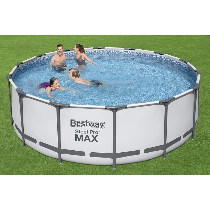 Bestway Steel Pro MAX Frame Pool Komplett-Set mit Filterpumpe Ø 427 x 122 cm, lichtgrau, rund – Bild 12