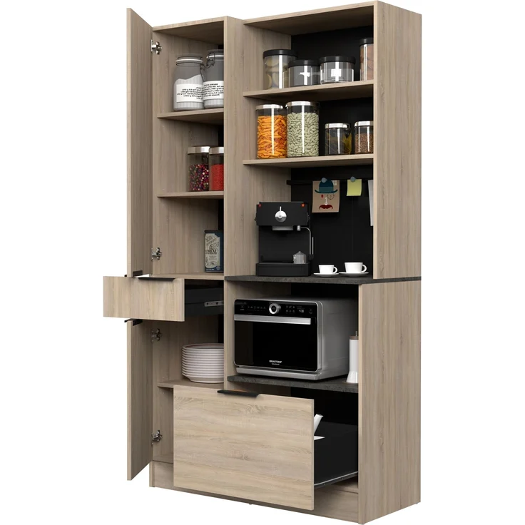 Küchenbuffet >Fumay 11< in Eiche /Beton - 100x186x45cm (BxHxT) – Bild 4