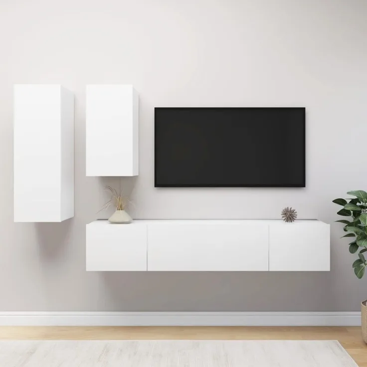 vidaXL 4-tlg. TV-Schrank-Set Weiß Spanplatte [3078732]
