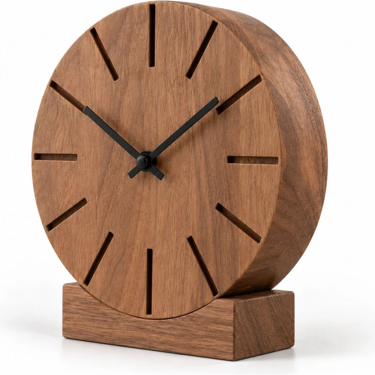 Natuhr Wanduhr T1401D Boom Wand- und Tischuhr aus dunkler Eiche – Massivholz Eiche – Eiche dunkel – 17 × 17 × 4 cm – Bild 2