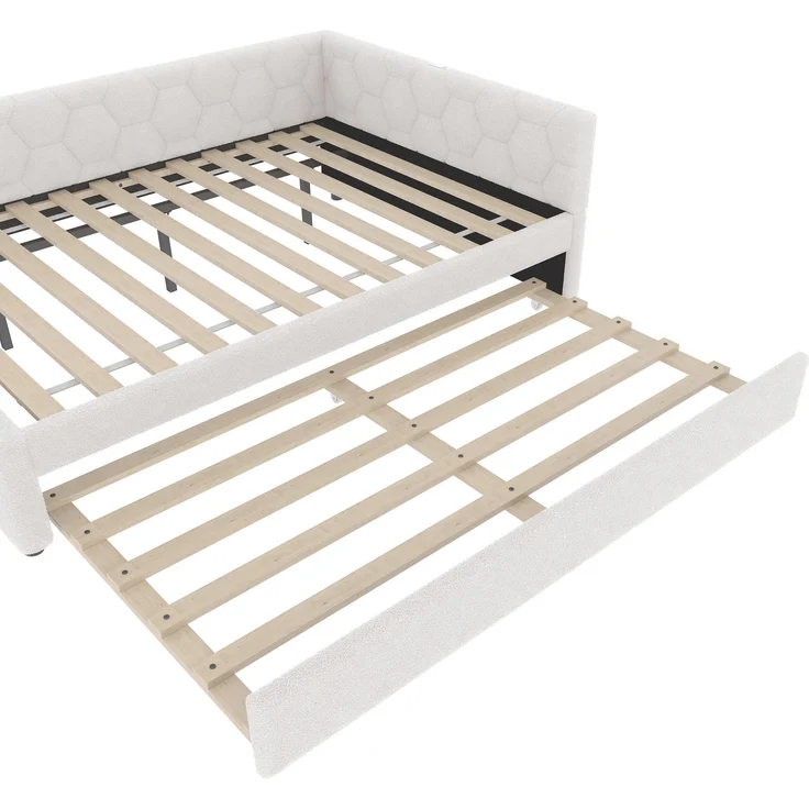 Schlafsofa mit Bettfunktion, Gästebett und Lattenrost, 140x200 cm, Polsterbett, Doppelbett, Jugendbett, Bezug aus Vlies – Bild 9