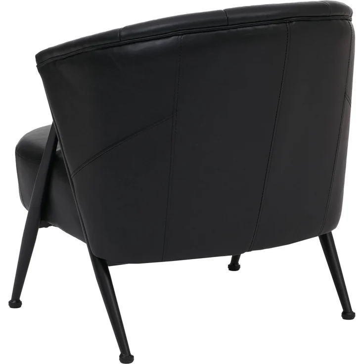 Sessel HWC-P30, Polster-/Cocktail-/Clubsessel Lounge Chair Vintage Retro Industrial Metall Kunstleder ~ schwarz – Bild 6
