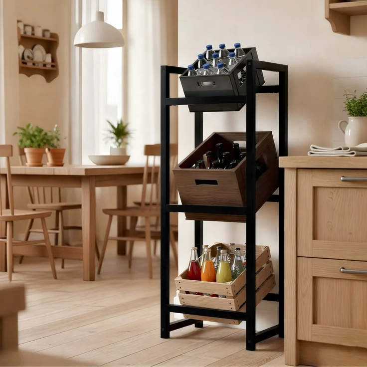CLP Getränkekistenständer Stack aus Metall freistehend robust stabil,schwarz 116x47x31 cm – Bild 3