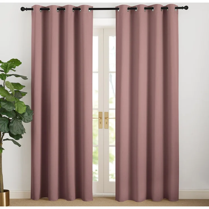 NICETOWN Altrosa Gardinen 220 cm Lang Vorhänge Verdunkelung Ösenschal 2er Set H220 x B140 cm, Thermovorhang gegen Kälte Übergardinen Wohnzimmer Vorhang Modern Wärmeschutzvorhang