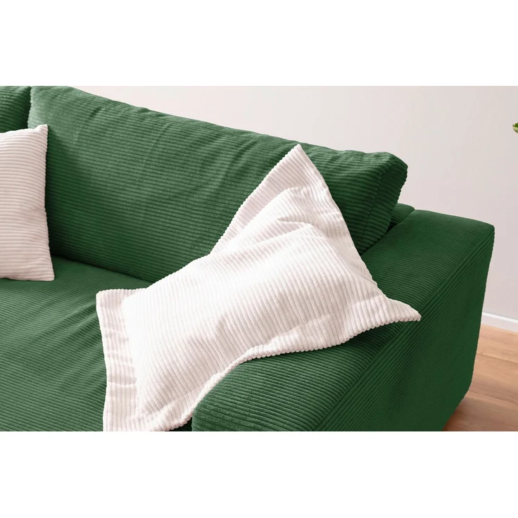 KAWOLA Big Sofa MADELINE Cord smaragd 85 x 170 x 290 cm – Bild 5